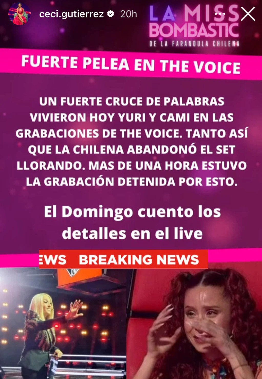 Revelan supuesta pelea entre Yuri y Cami en The Voice: una habría abandonado “el set llorando”
