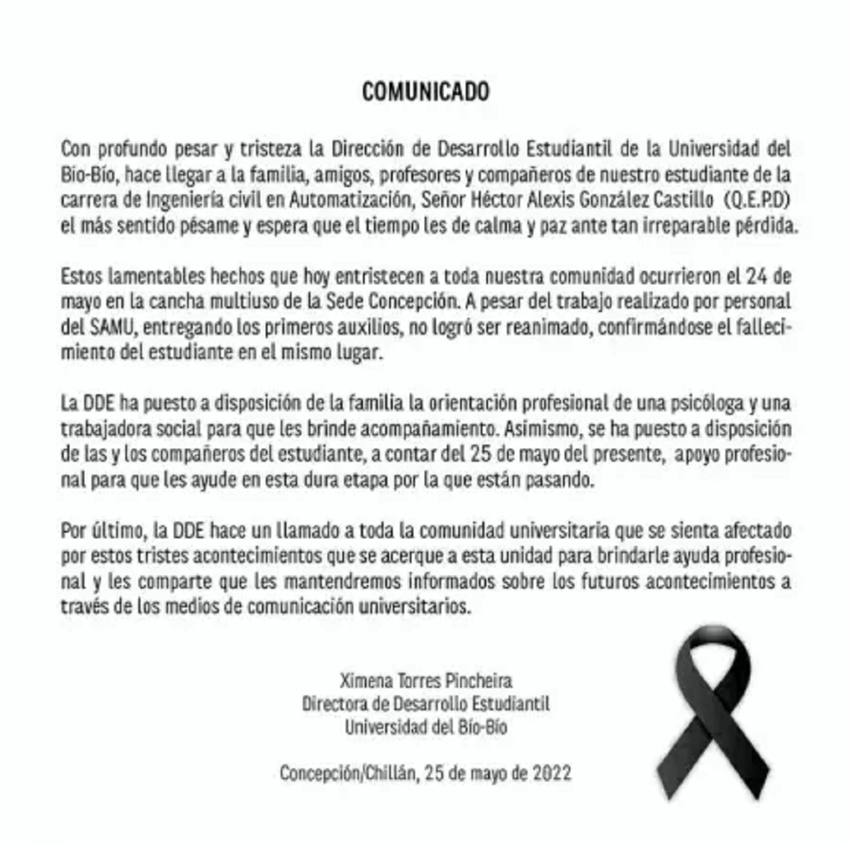 Estudiante sufrió paro y murió en cancha de la Universidad del Bío-Bío: enfermería estaba cerrada