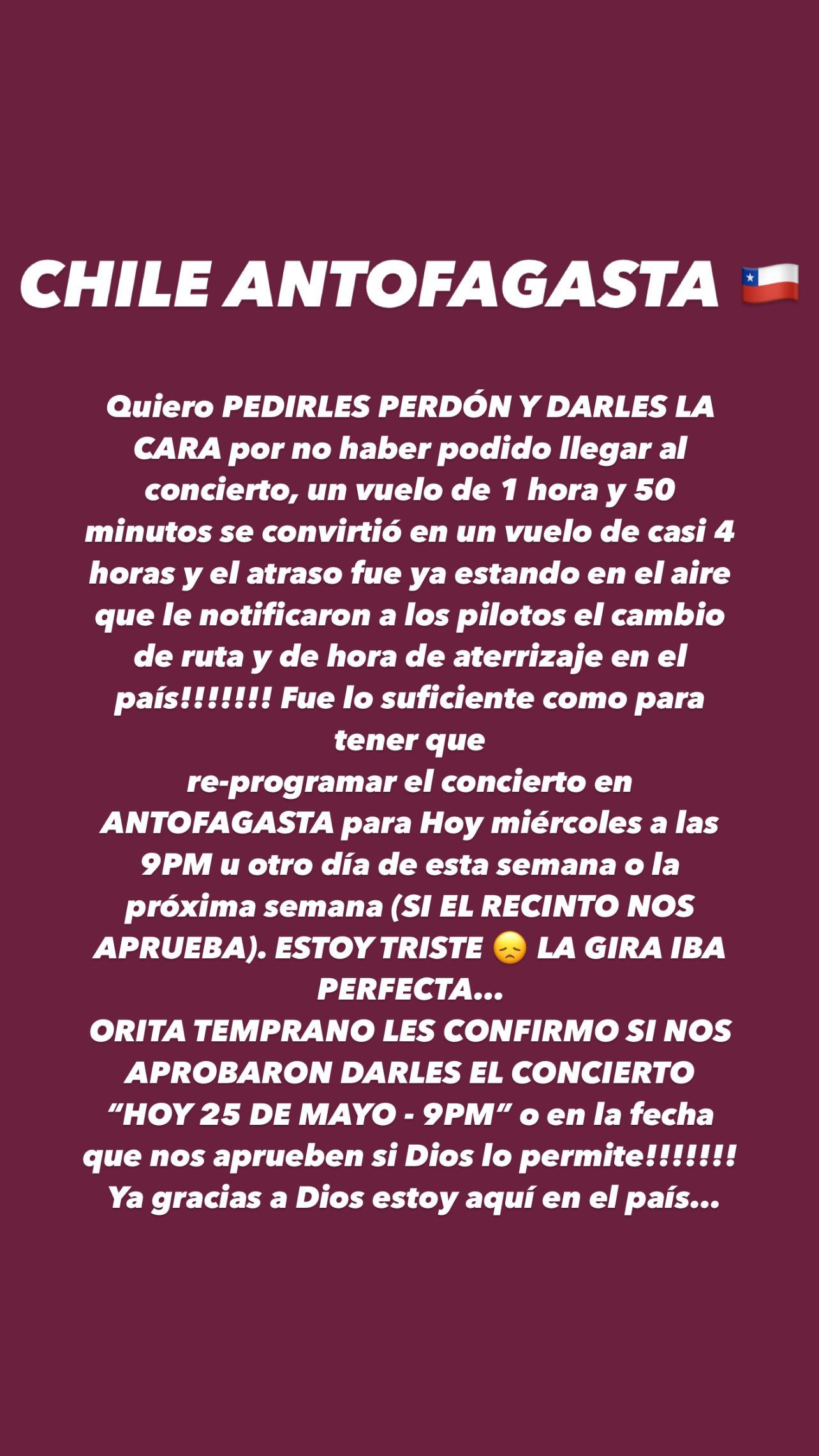 Anuel AA pidió perdón a fans de Antofagasta tras suspensión de show: "Me encabrona fallarles"