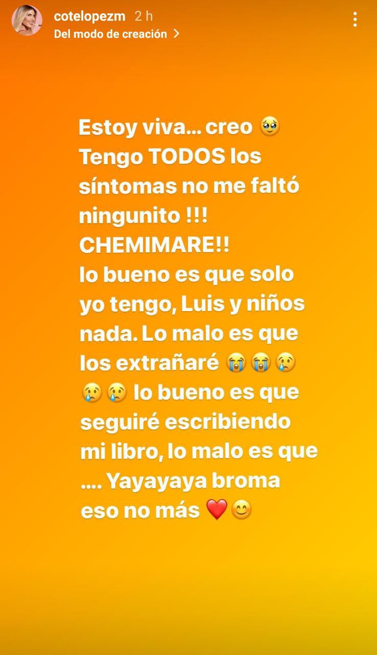 Coté López preocupó a sus seguidores tras anunciar que contrajo COVID: “Me siento morir”