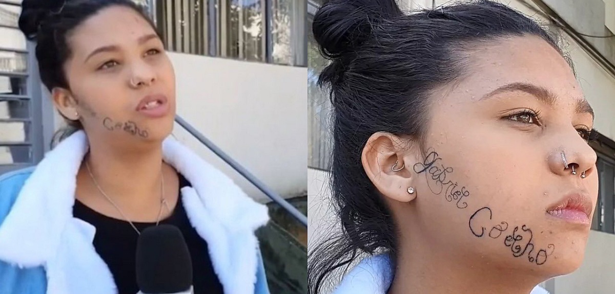 Joven brasileña denunció que su expareja la secuestró y le tatuó su nombre en el rostro