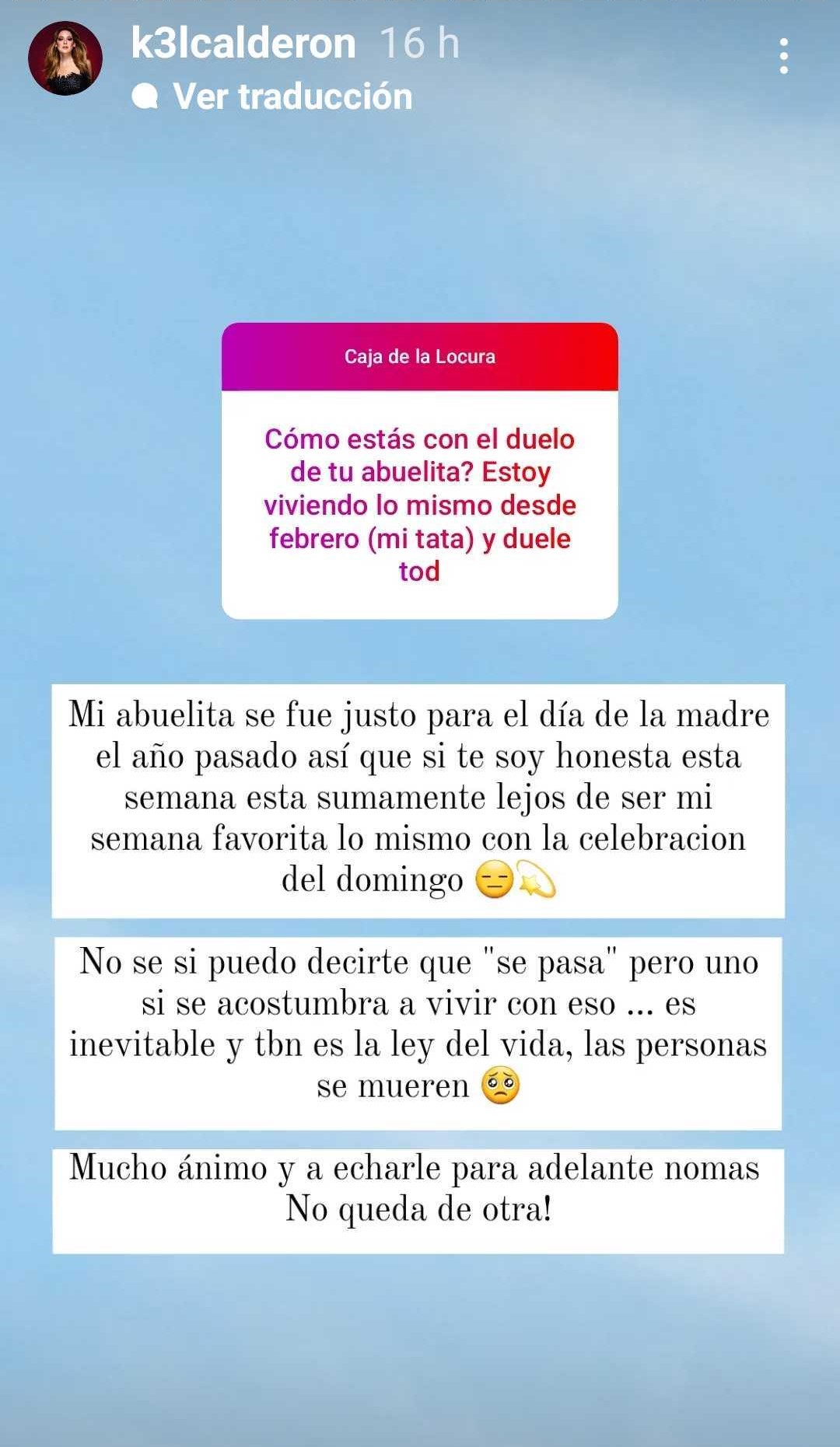 Kel Calderón expresó su gran pena en el Día de la Madre