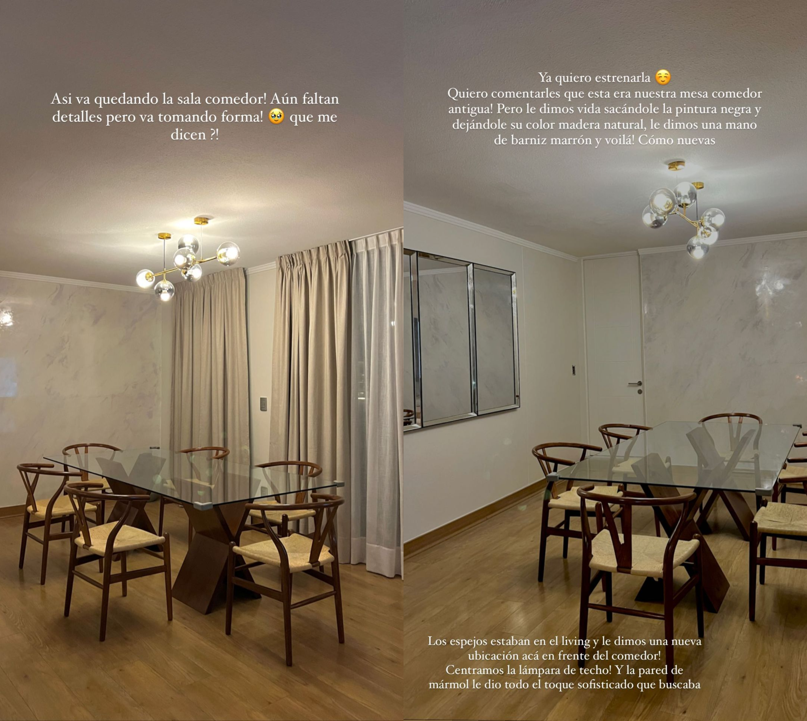 Lisandra mostró el nuevo living y comedor de su departamento.