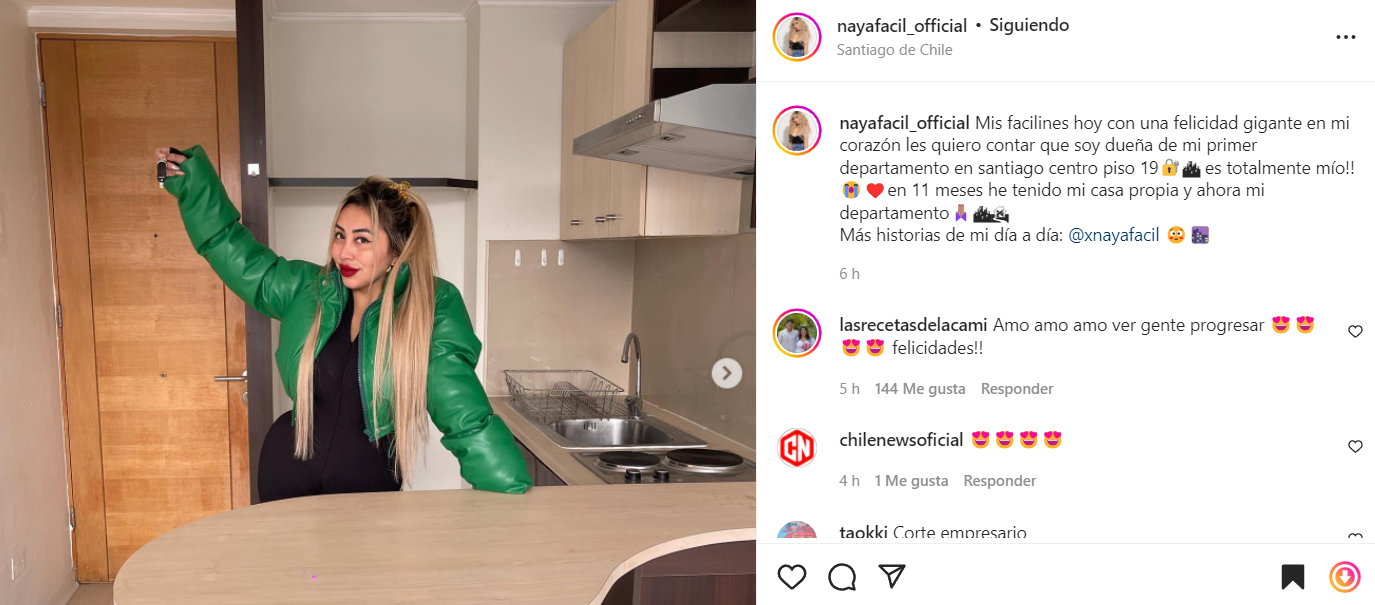 Naya Fácil compró departamento.