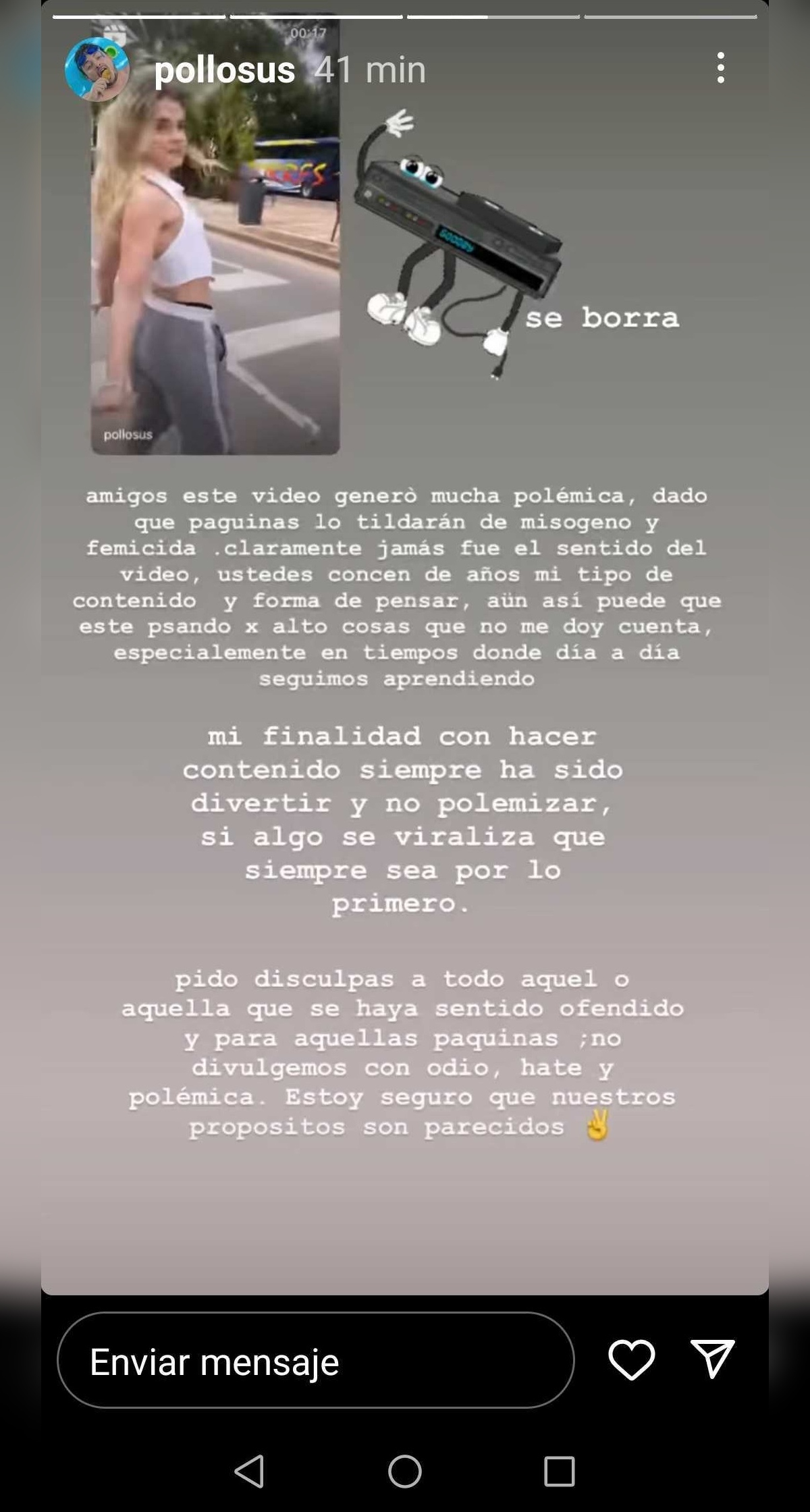 Pollo Castillo se defiende de críticas por video