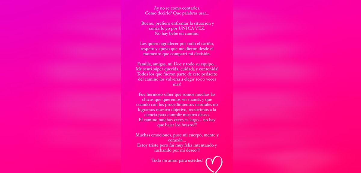 Rocío Marengo reveló que su tratamiento para ser madre no resultó: "No hay bebé en camino"