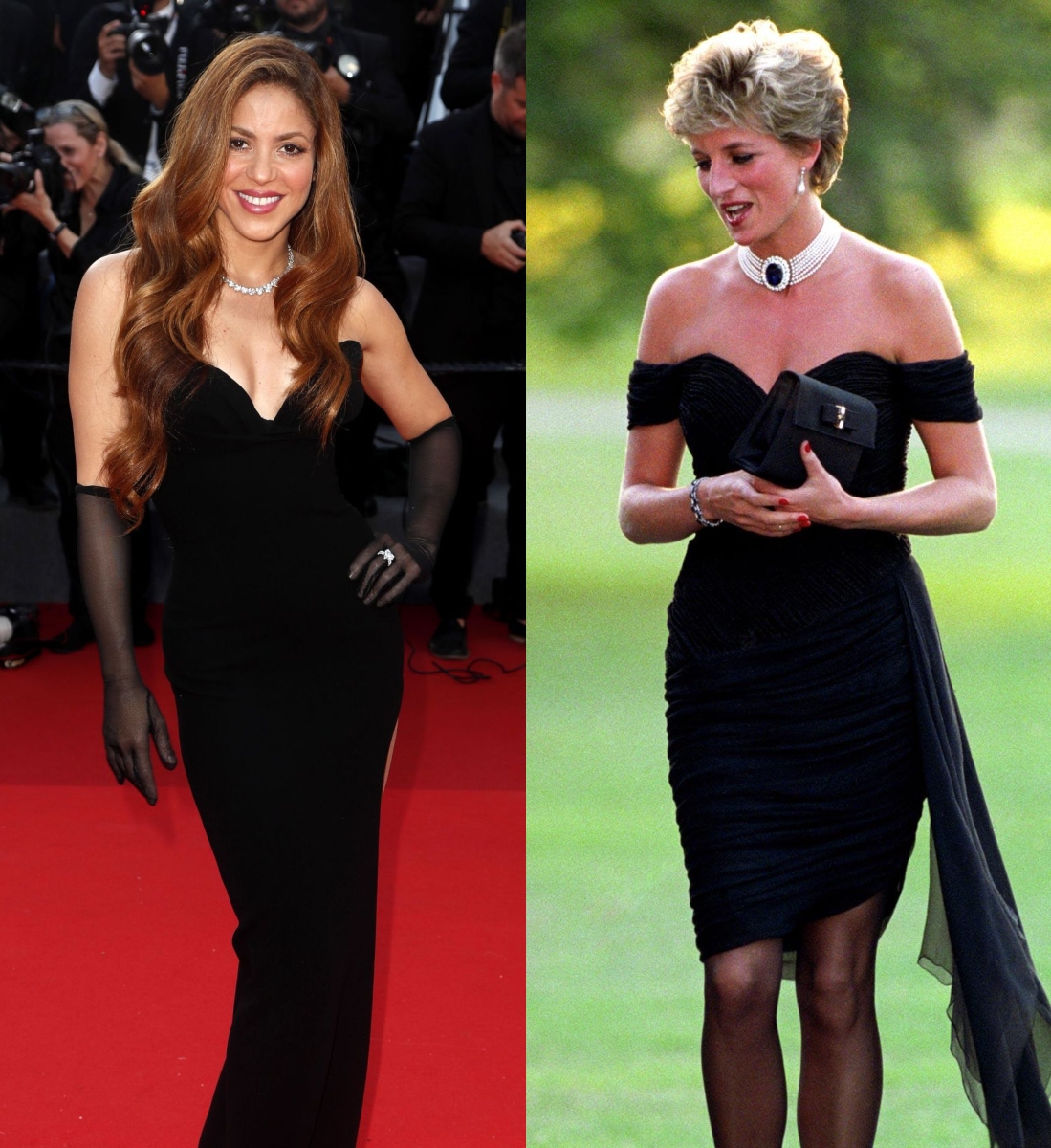 Shakira y Lady Di con el vestido de la venganza