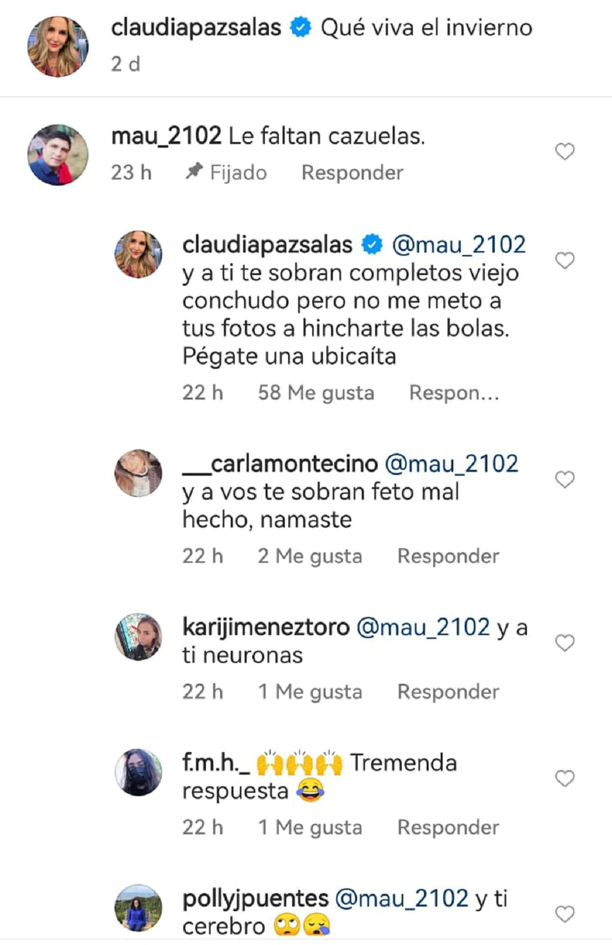 Claudia Salas respondió a desubicado comentario de seguidor que criticó su cuerpo: “Viejo con***”