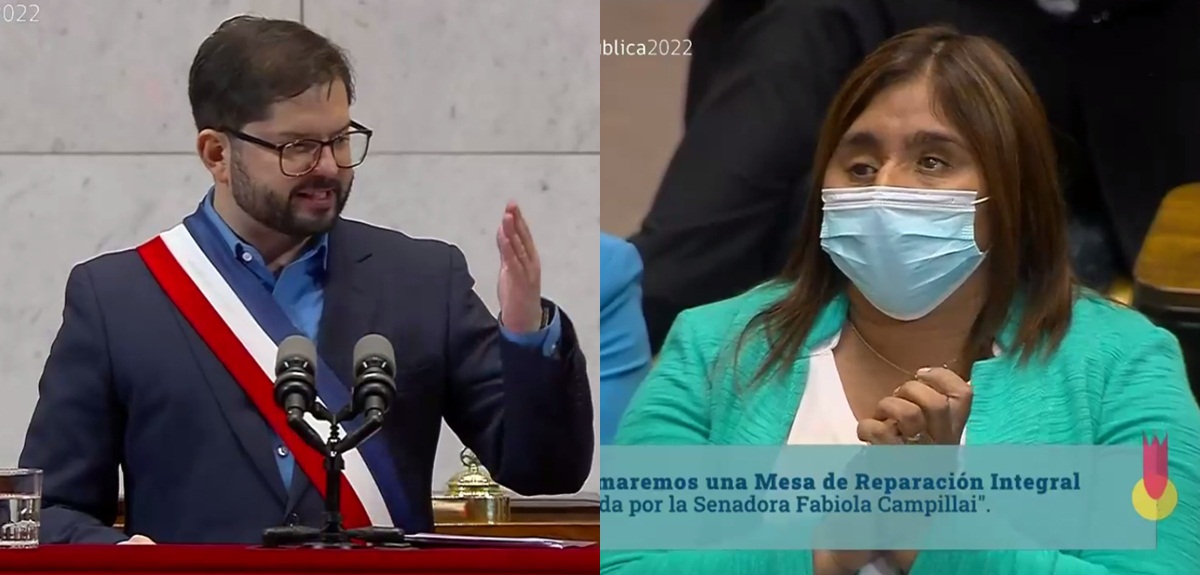 Cuenta Pública 2022: Boric emocionó a la senadora Fabiola Campillai con mención en su discurso