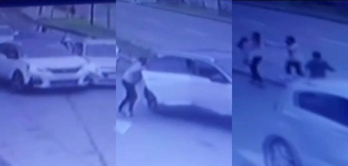 Dramático video: madre logra rescatar a sus hijos tras violenta encerrona en Estación Central