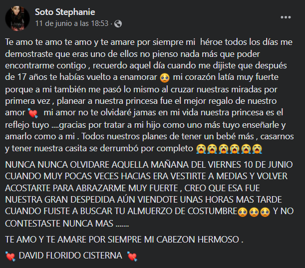 Pareja carabinero fallecido.