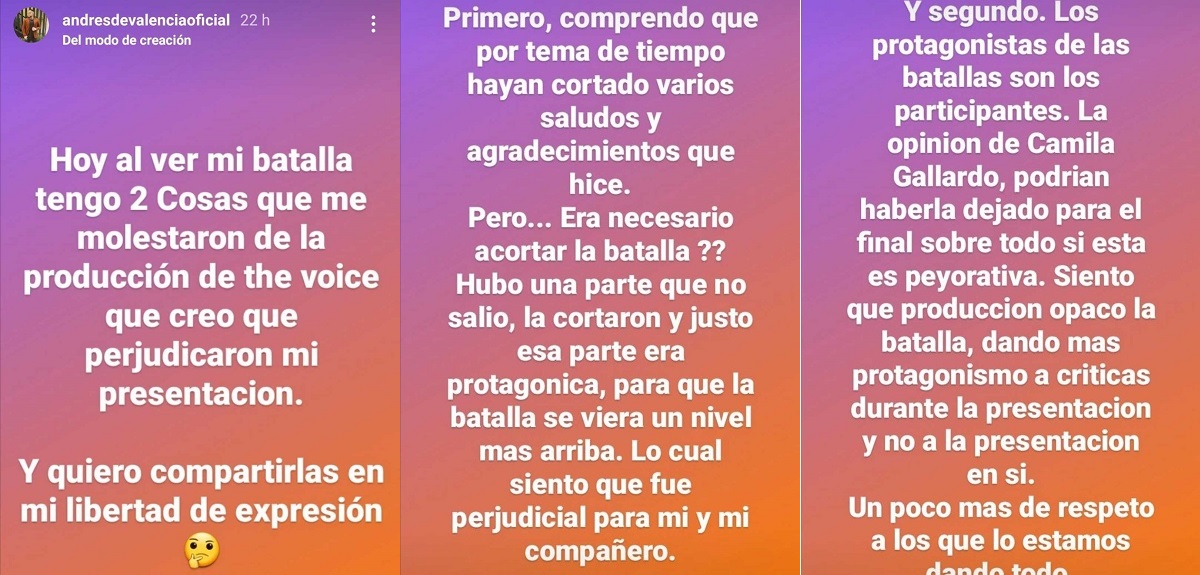 Reclamo Andrés Huinca The Voice