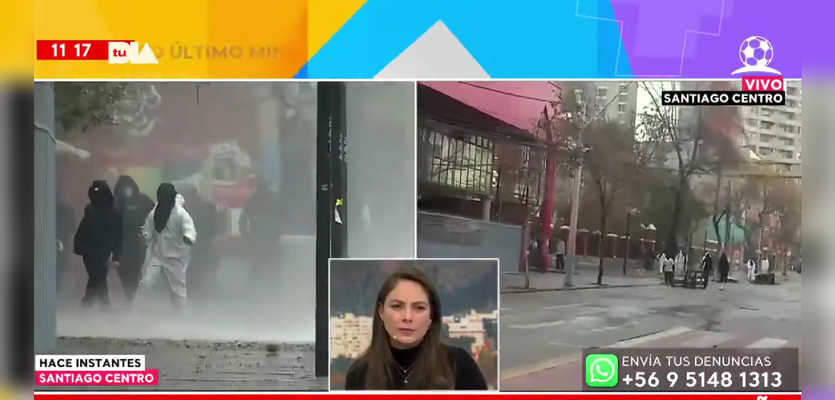 Equipo de matinal Tu día vive tenso momento en Liceo Barros Borgoño: fueron agredidos con botellas