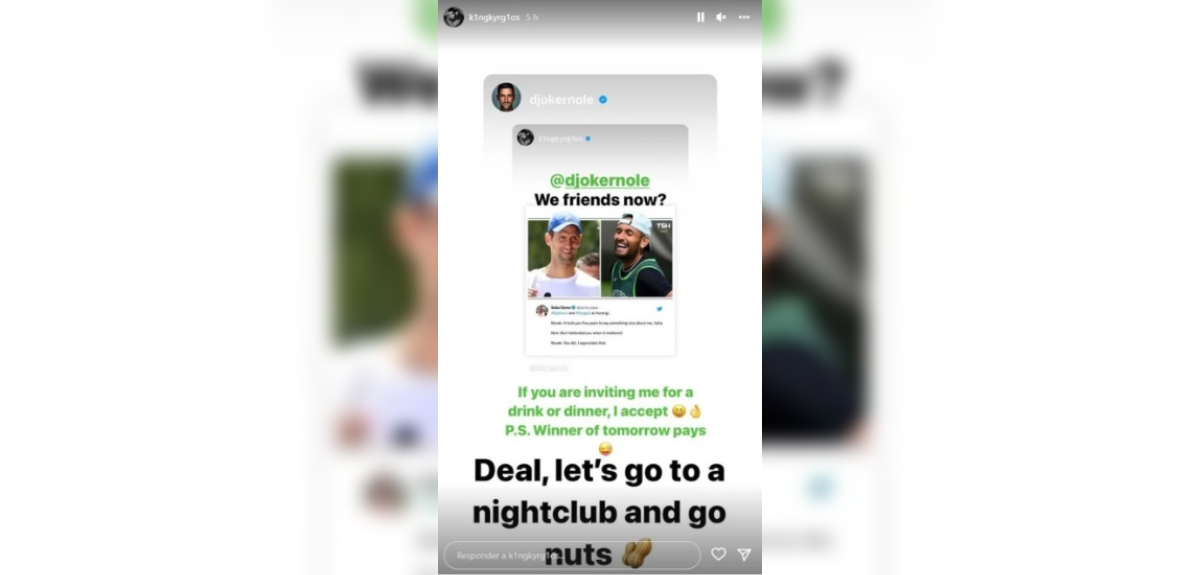 apuesta djokovic y Kyrios Instagram