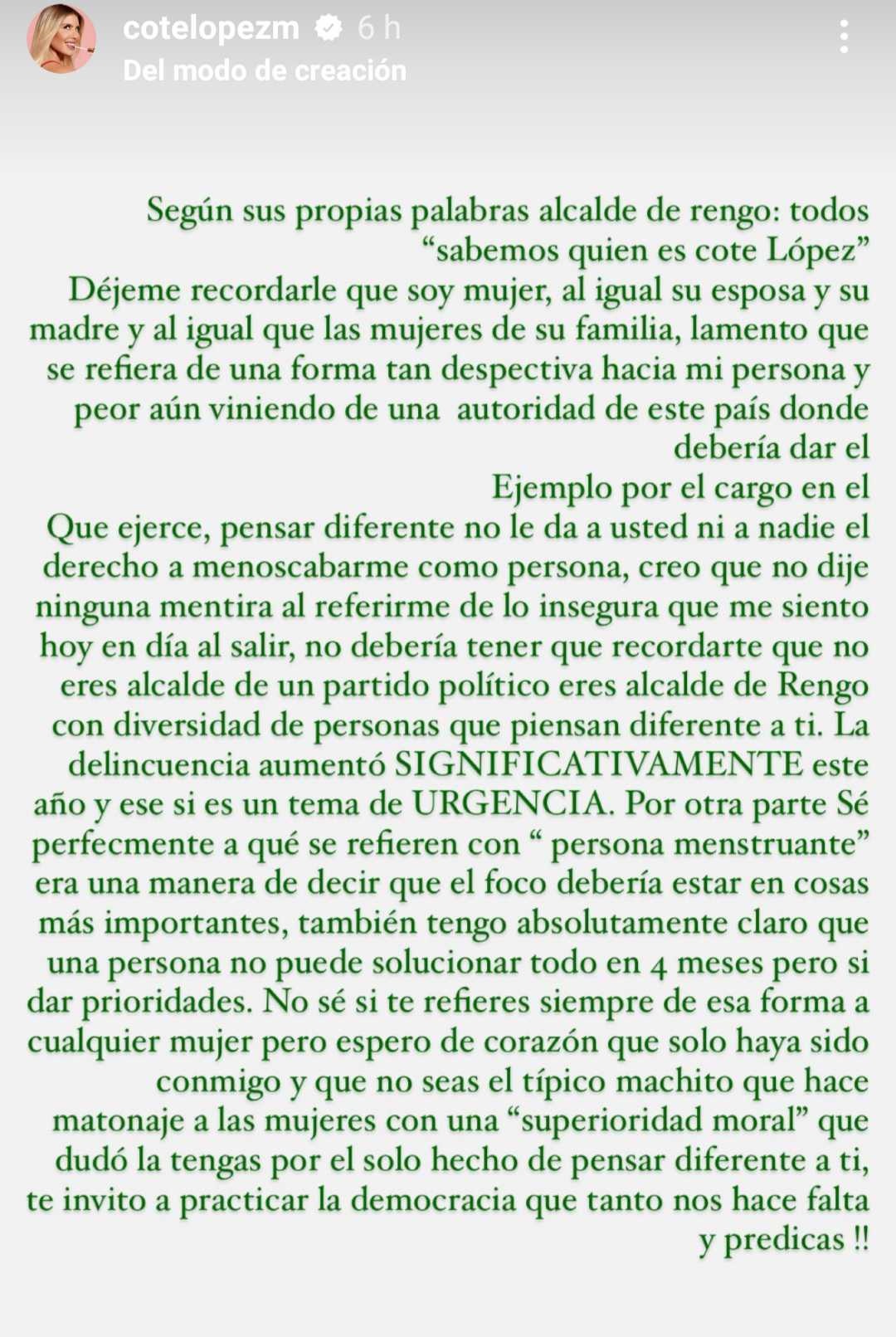 Respuesta alcalde Rengo Carlos Soto a Coté López