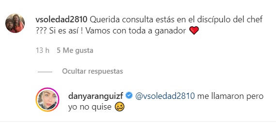 Daniela Aránguiz ausencia Discípulo del Chef