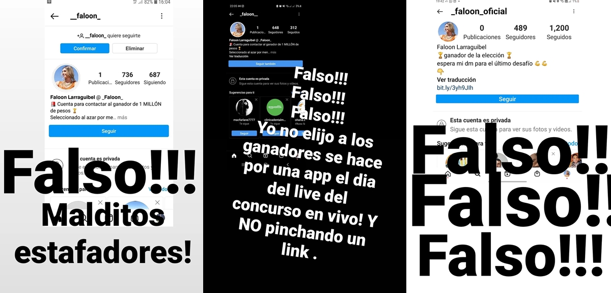 Faloon Larraguibel denunció que plagiaron su cuenta de Instagram para estafar: "¡Malditos!"