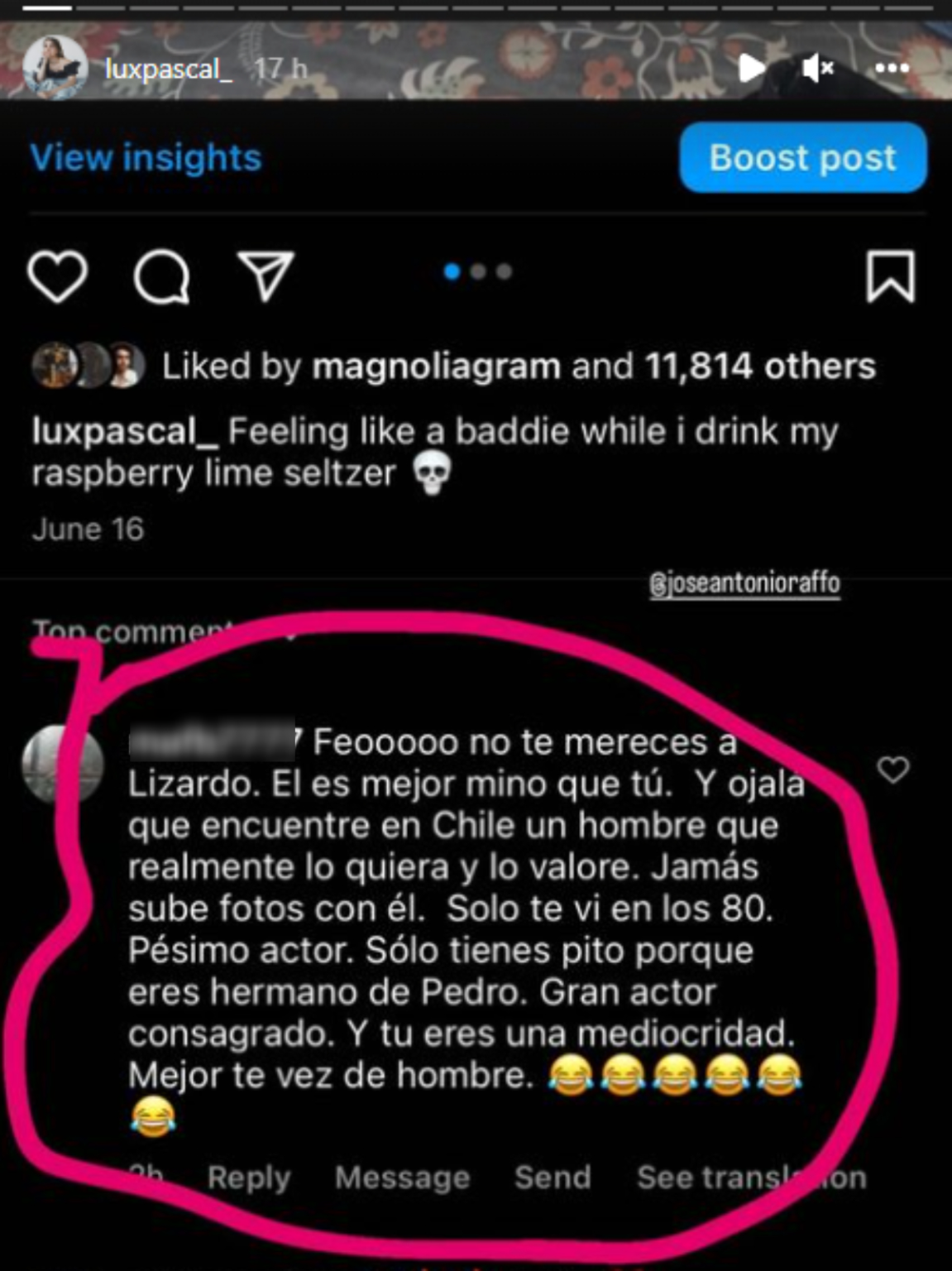 Lux Pascal denunció mensajes transfóbico de profesora en Instagram: José Antonio Raffo la defendió