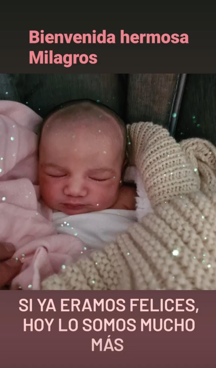 Cristina González dio a luz a su hija Milagros