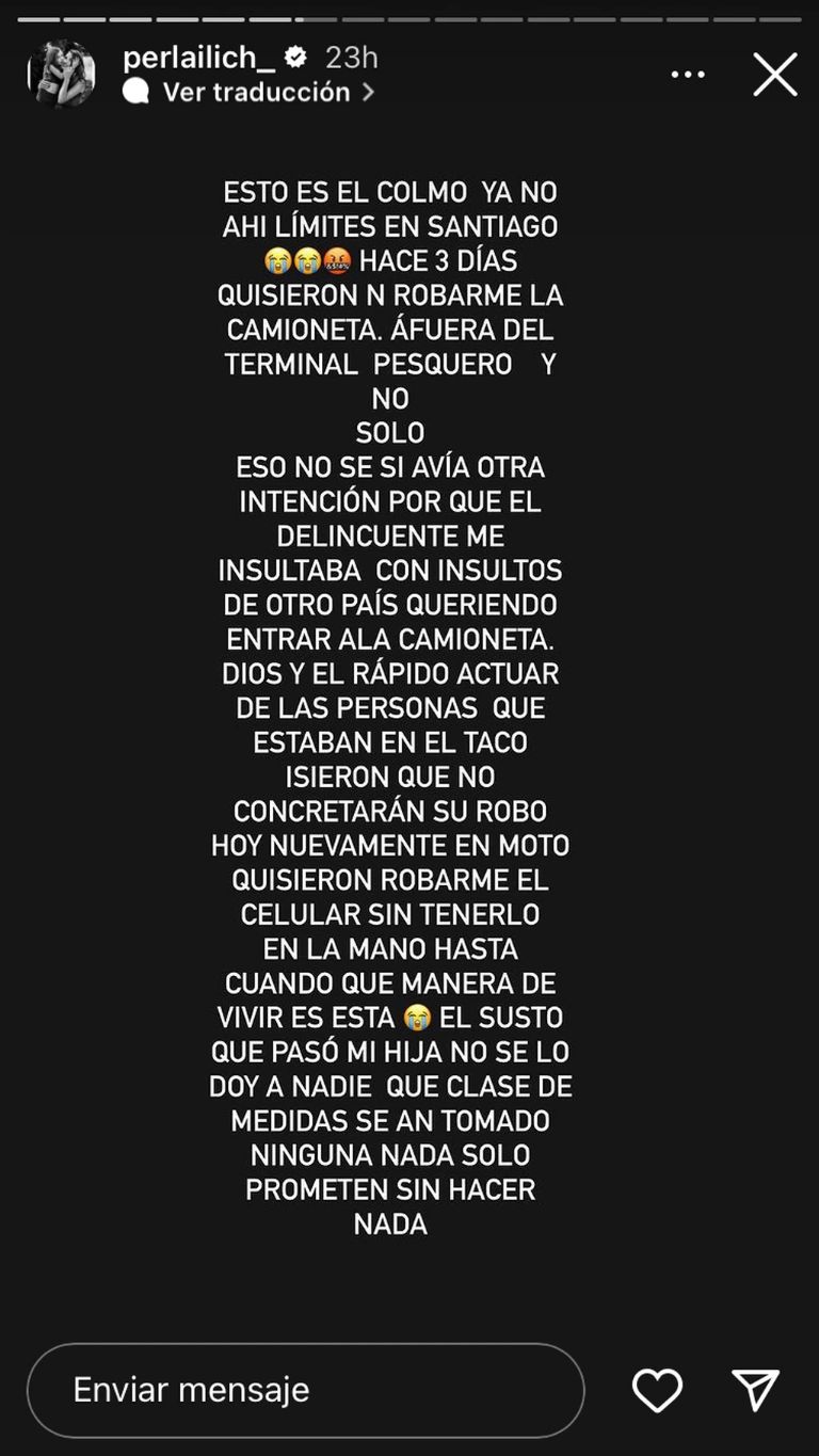 Perla Ilich reveló que sufrió dos intentos de robo: "Esto es el colmo”