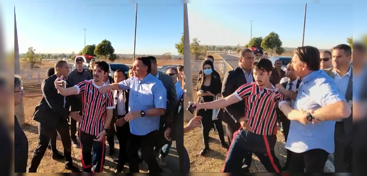 Presidente de Brasil protagonizó fuerte forcejeo con joven youtuber que lo trató de “vagabundo