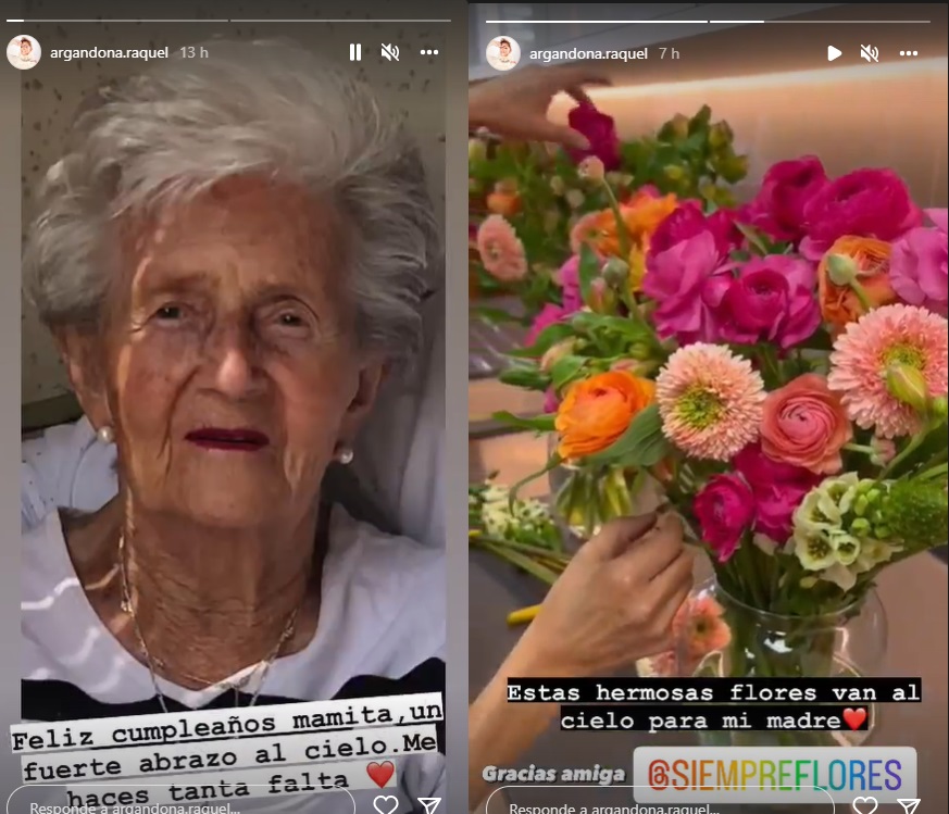 Raquel Argandoña y su dedicatoria a su madre