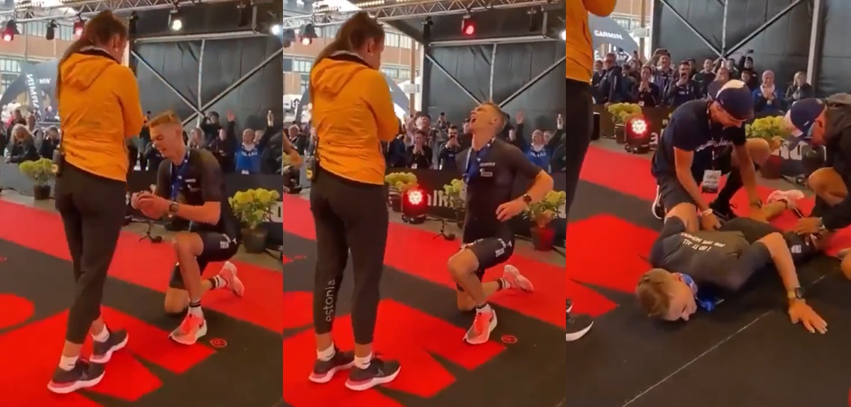 Deportista sufrió un calambre en el peor momento y arruinó romántica escena con su novia