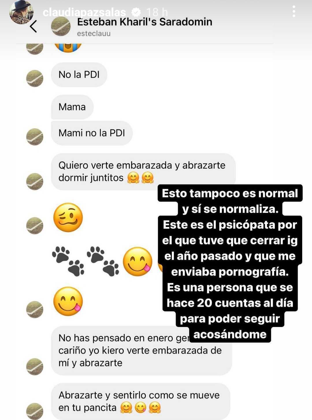 mensajes psicopata Claudia Salaas