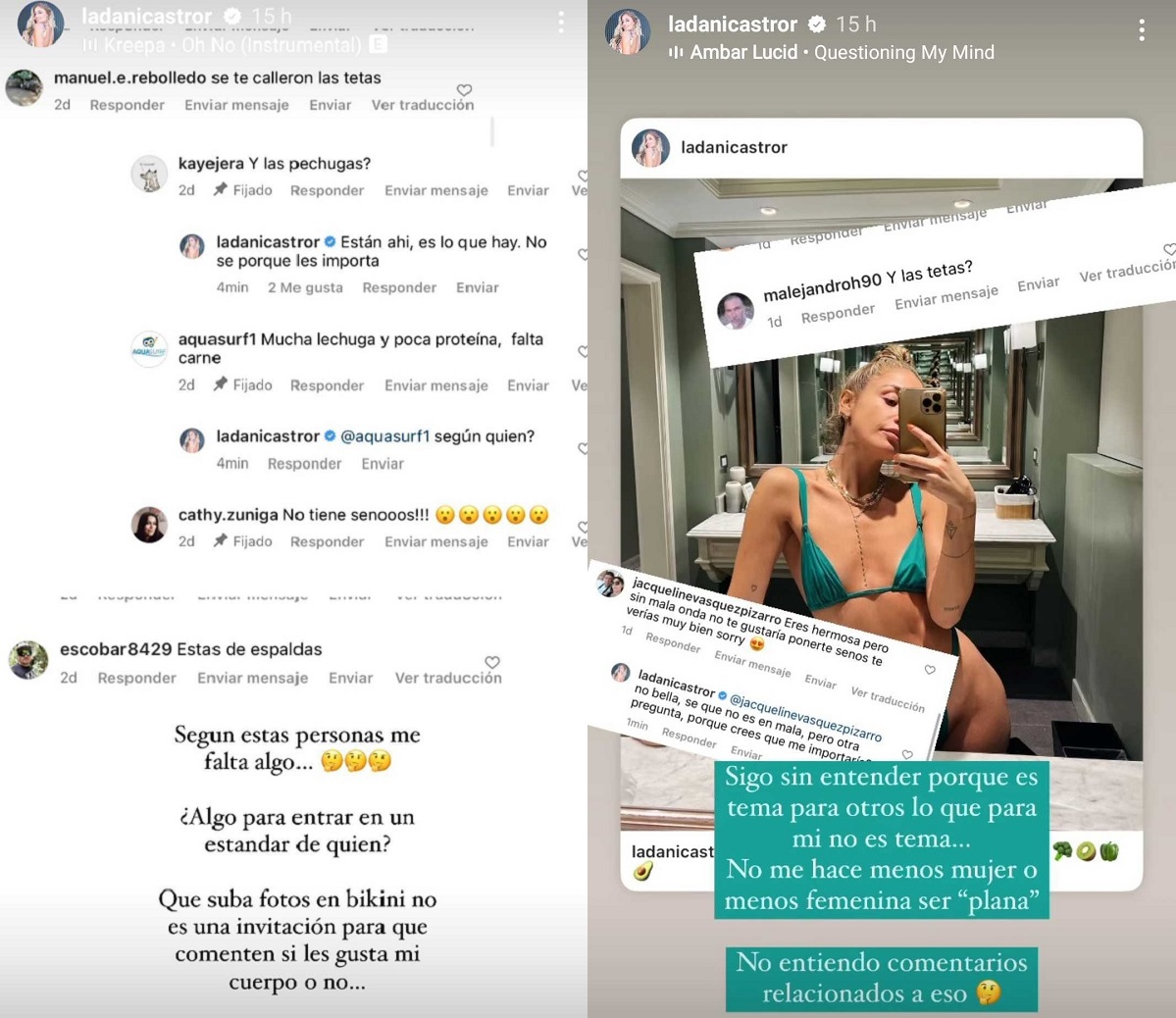 Daniela Castro respondió criticas por su cuerpo