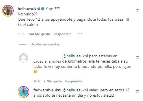 El tenso cruce entre en Helhue Sukni y su hija mayor Fadwa
