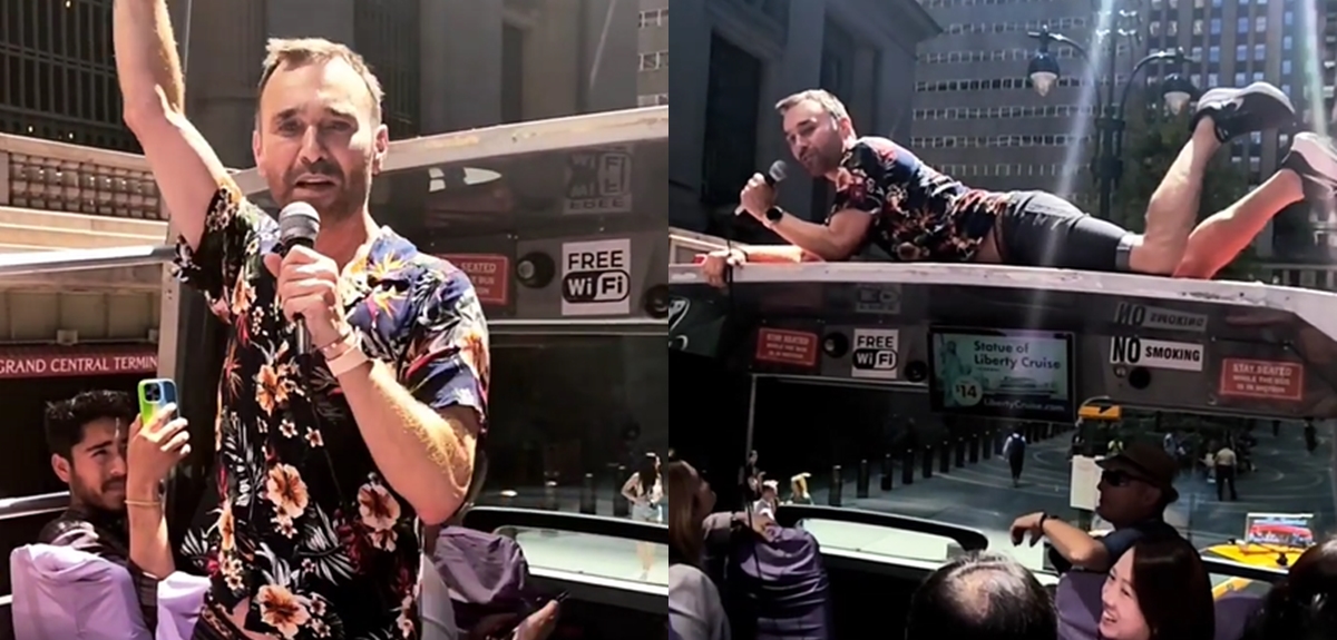 Kel Calderón captó locura de Jordi Castell en Nueva York: terminó bailando y cantando arriba de bus