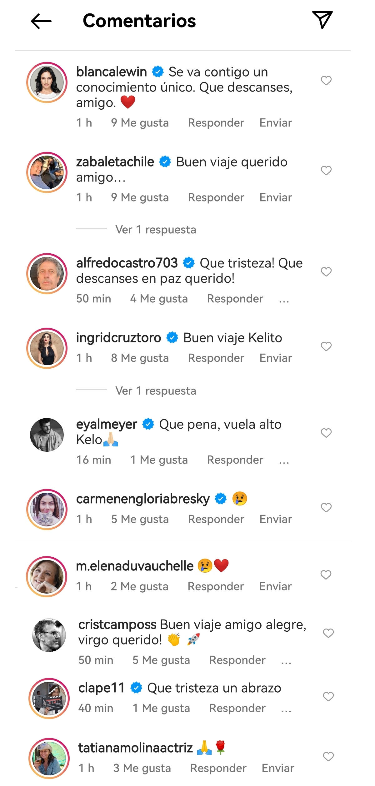 mensajes Chile Actores muerte Exequiel Tapia