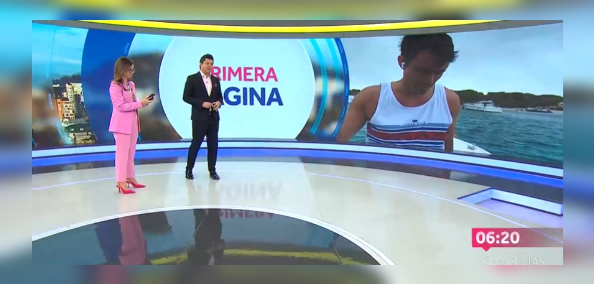 Roberto Cox reapareció en noticiero en medio de sus vacaciones: Karina Álvarez lo bromeó por su look