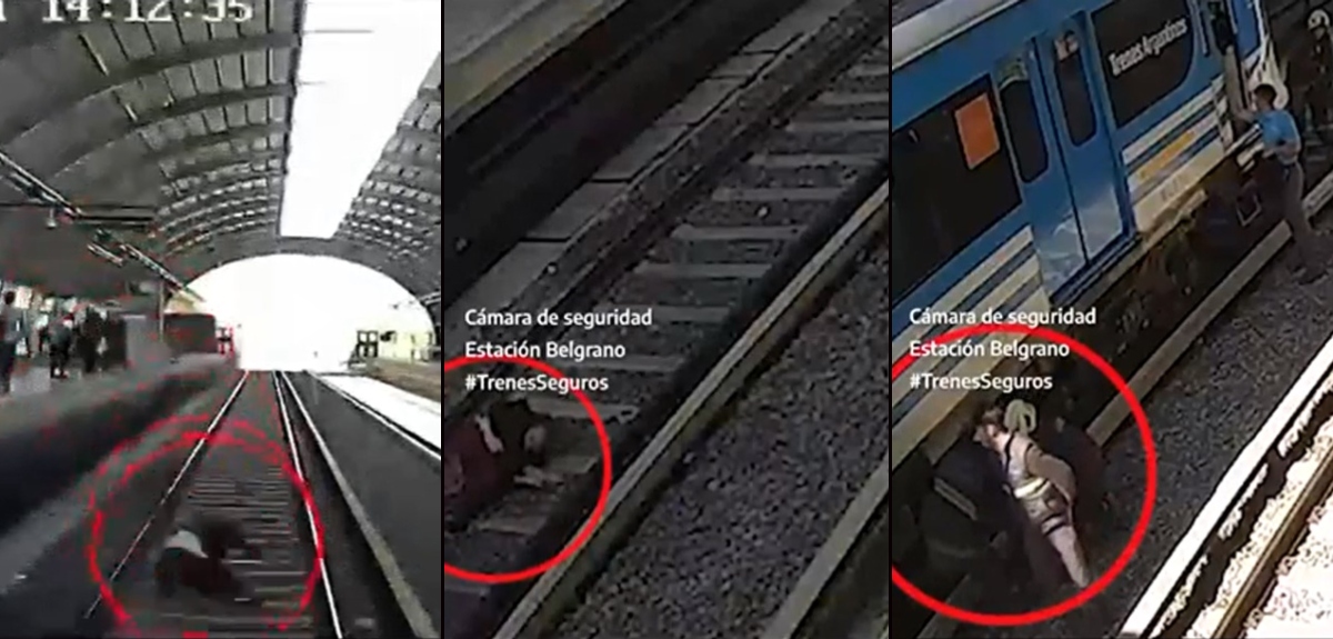 Cámaras captaron dramática caída de hombre a las vías del tren en Argentina: salió ileso