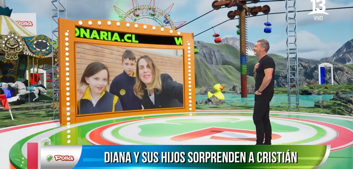 Cristián Sánchez saludo Diana Bolocco en La Puerta Millonaria