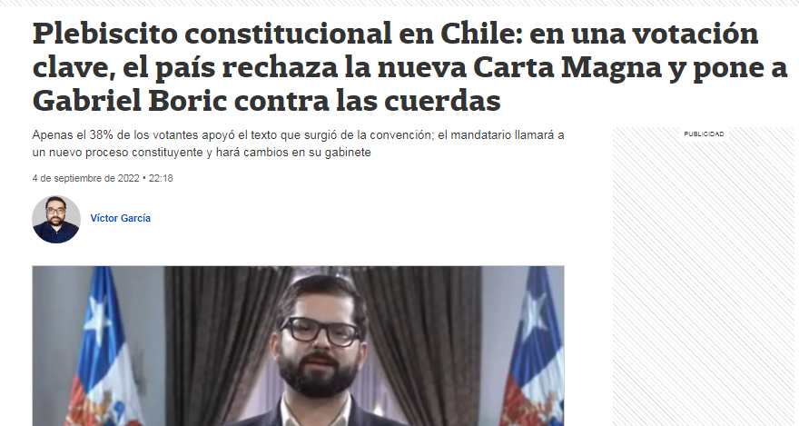 "Sigue vigente la de Pinochet": así reaccionó la prensa internacional tras el plebiscito