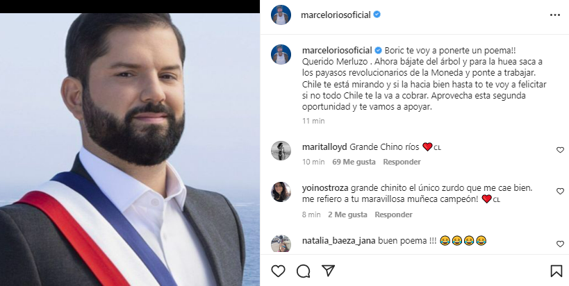 Marcelo Ríos emplaza nuevamente al presidente Gabriel Boric.