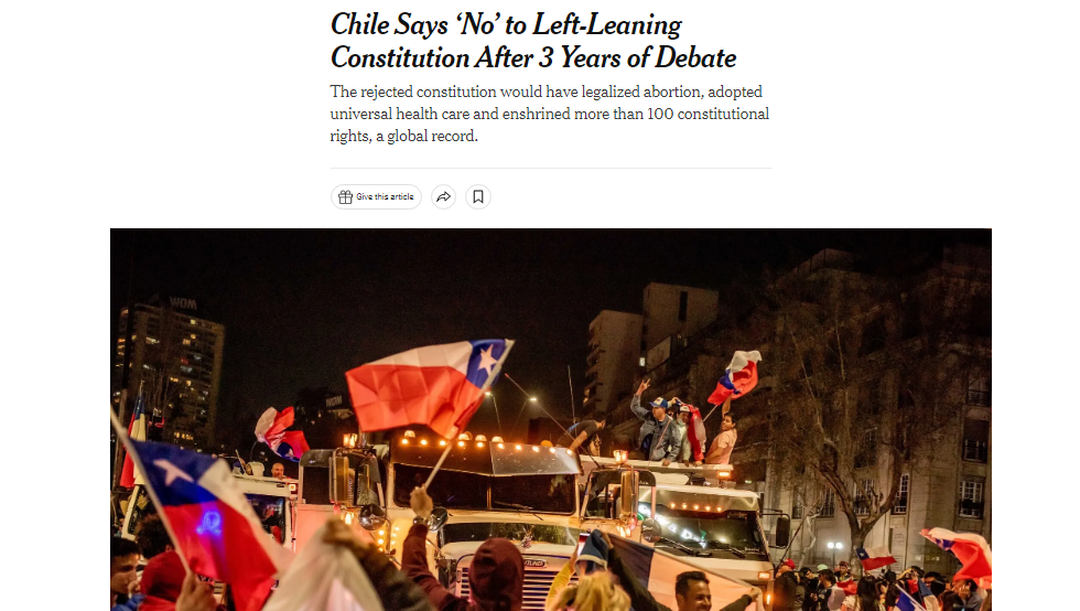 "Sigue vigente la de Pinochet": así reaccionó la prensa internacional tras el plebiscito