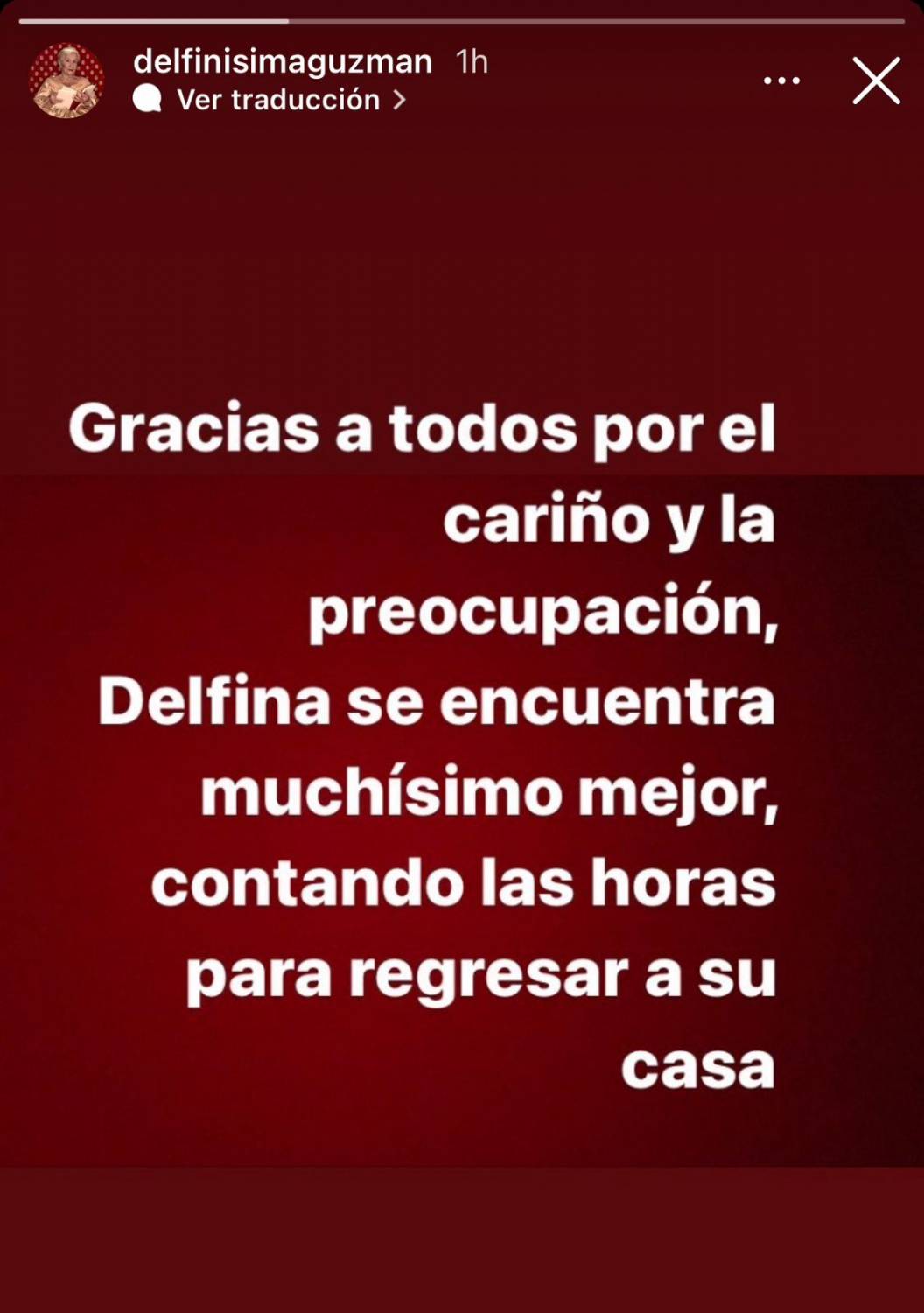 Actualizan estado de salud de Delfina Guzmán