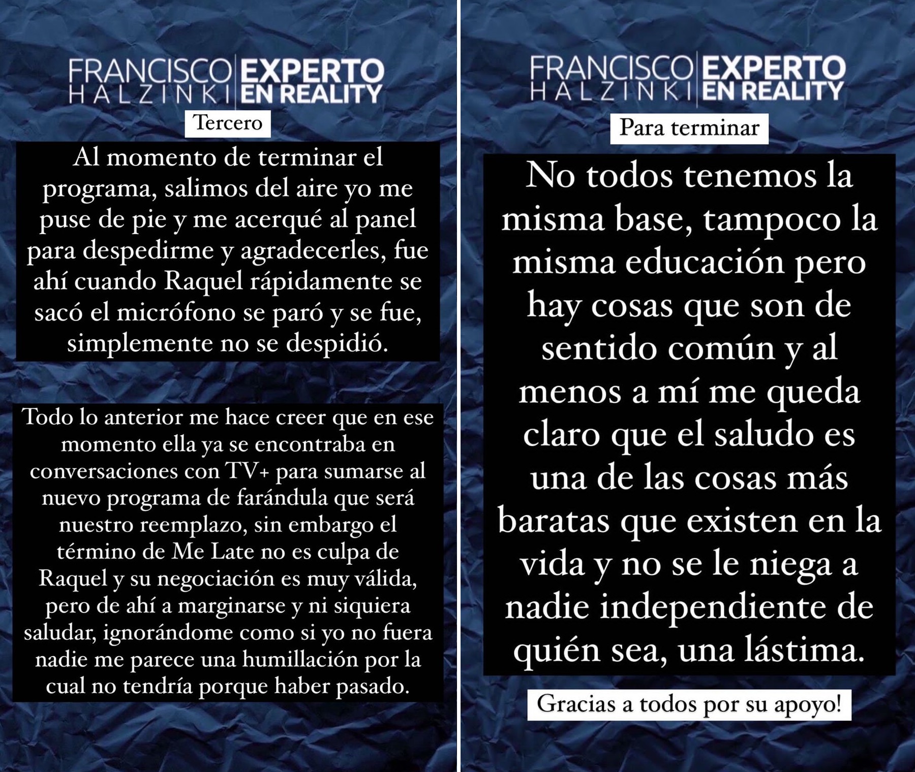 francisco Halzinki reveló cruel comentario de Raquel Argandoña