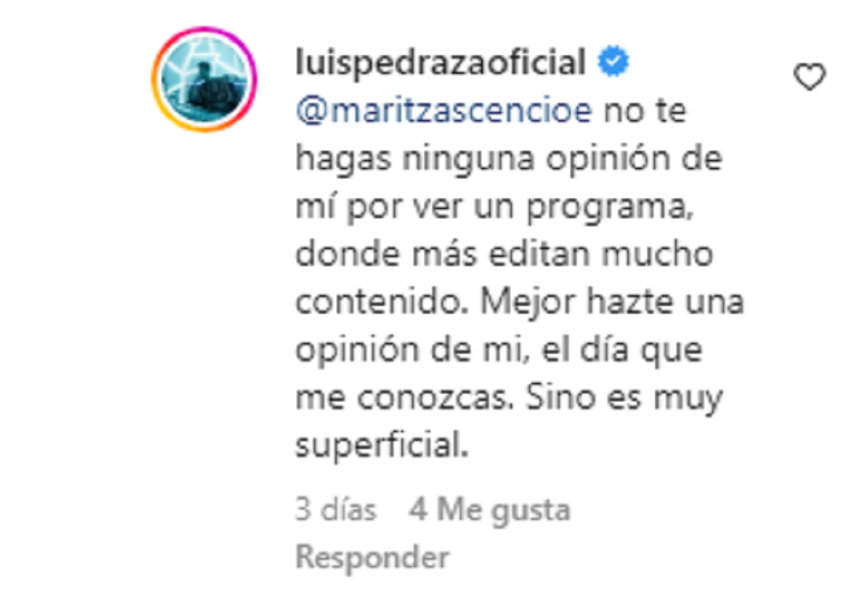 Luis Pedraza contestó críticas de usuarios que lo cuestionaron por dejar de ser pastor evangélico