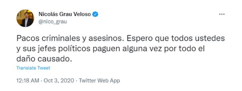 "Pacos asesinos": desclasifican antiguos tuits del ministro Grau contra Carabineros