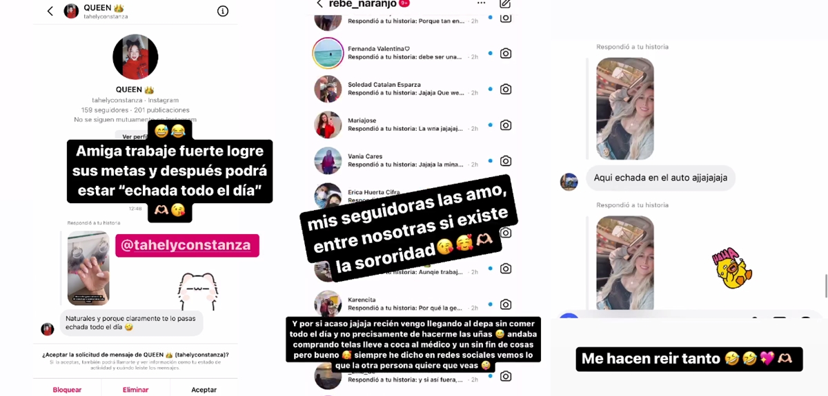 Rebeca Naranjo alzó la voz luego que una seguidora la criticara por estar "echada todo el día"