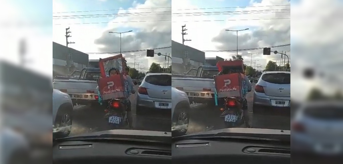 Repartidor se viralizó tras llevar a su hijo en caja de delivery: 