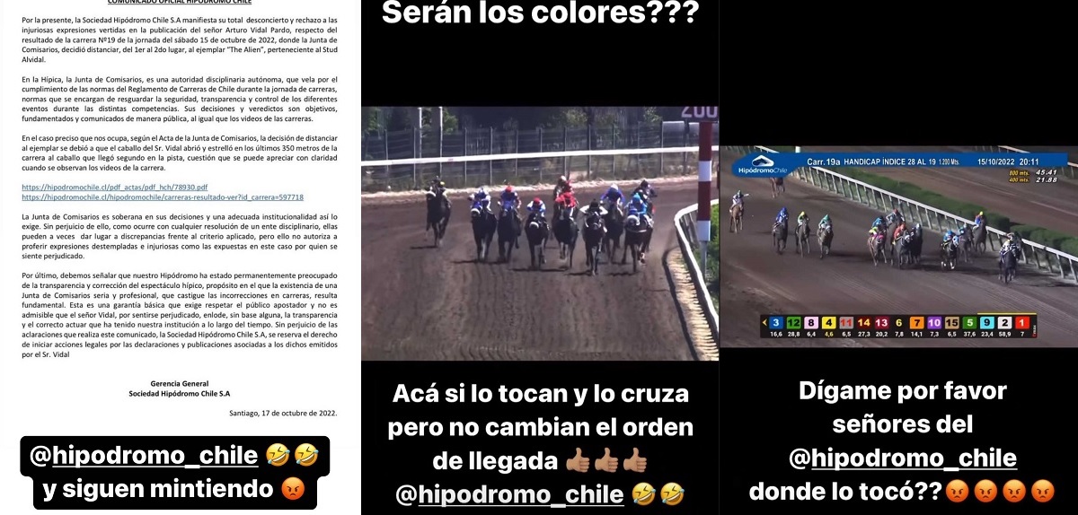 Respuesta Arturo Vidal Hipódromo Chile
