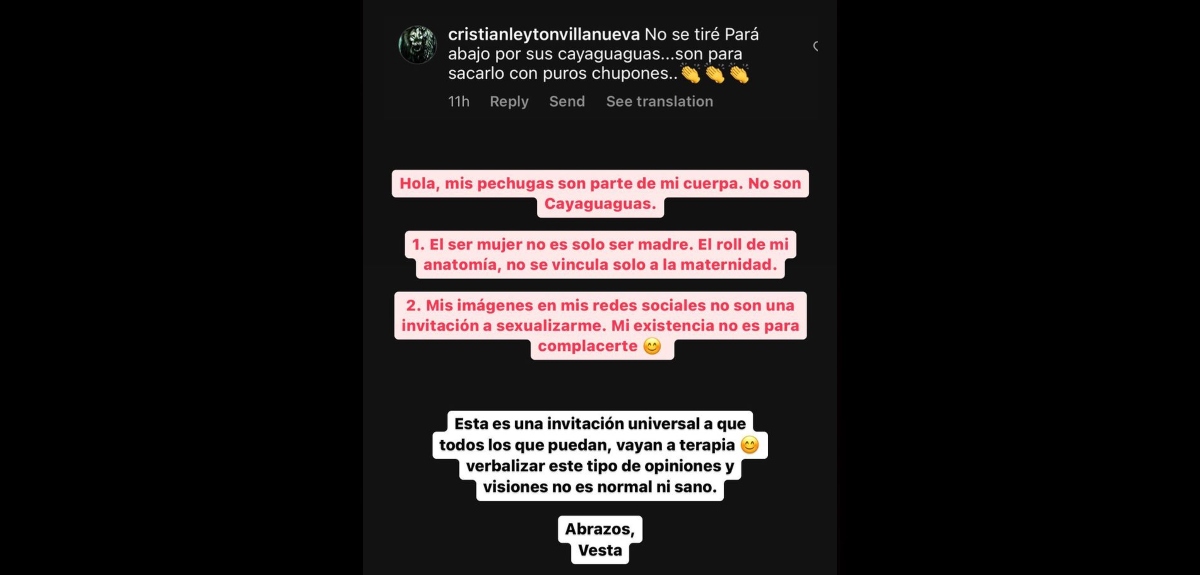 Vesta respuesta Instagram