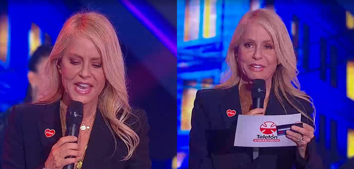 Cecilia Bolocco y cómico fail al leer tarjeta de auspiciador en Teletón: 