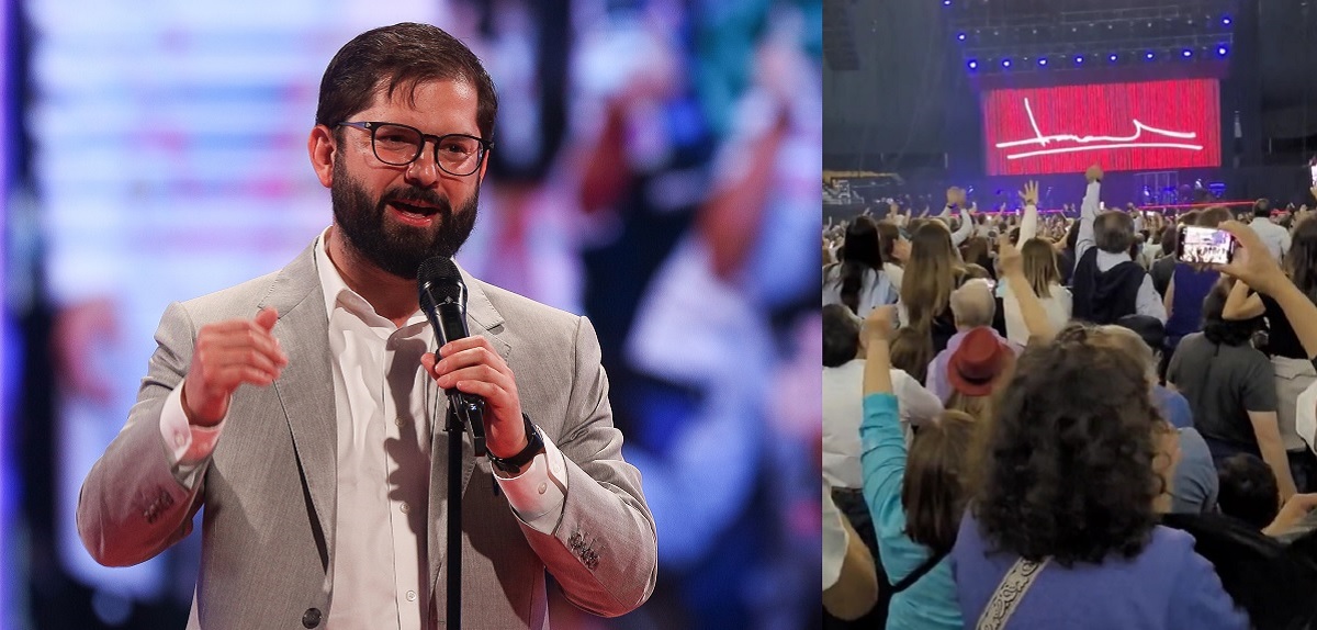 Presidente Boric fue ovacionado en concierto de Serrat en Movistar Arena: registros se viralizaron