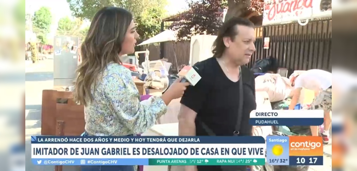 Imitador de Juan Gabriel se molestó con pregunta de periodista mientras era desalojado: 