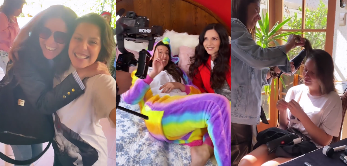 Karla Constant mostró el detrás de cámara del lúdico clip que grabó con María José Quintanilla